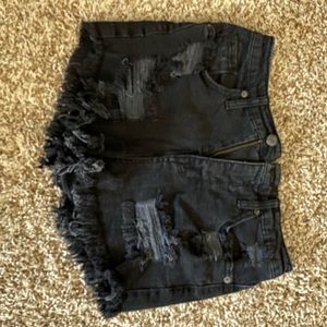 Mossimo distressed black jean shorts